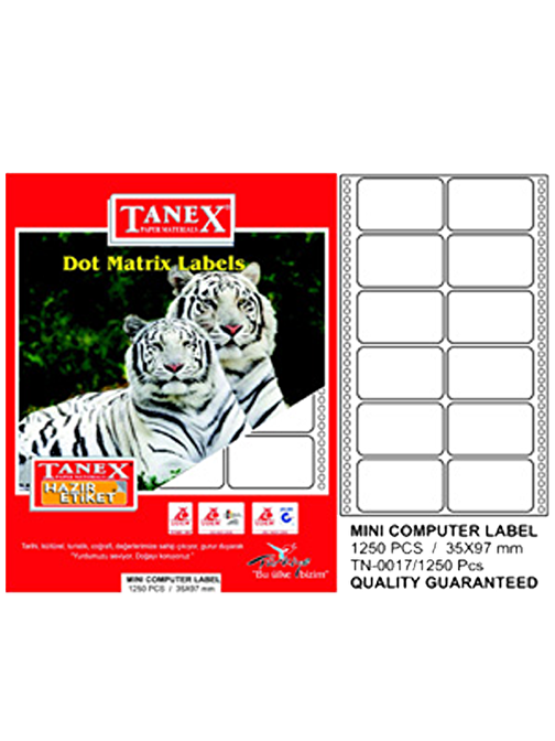 Tanex Sürekli Form Etiket 1250 Li 35X97