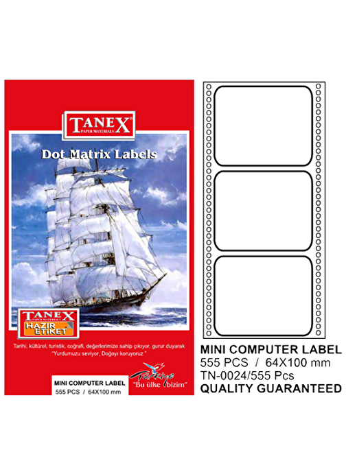 Tanex Sürekli Form Etiket 555 Li 64X100