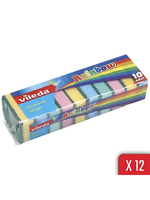 Vileda Rainbow 10'lu Bulasik Süngeri 12'li Paket