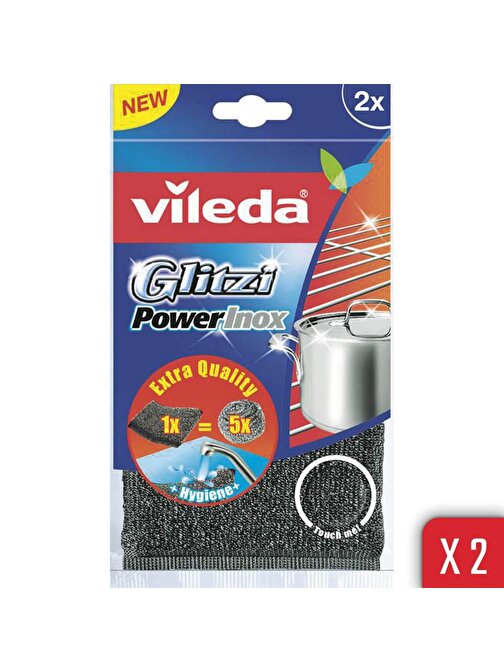 Vileda Glitzi Power Inox Çelik 2'li Bulasik Teli 2'li Paket