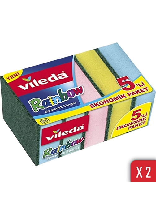 Vileda Rainbow 5'li Bulasik Süngeri 2'li Paket