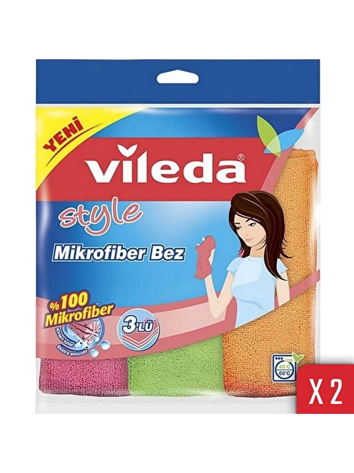 Vileda Tüm Yüzeyler Mikrofiber Temizlik Bezi Renkli 3'lü 10 Paket