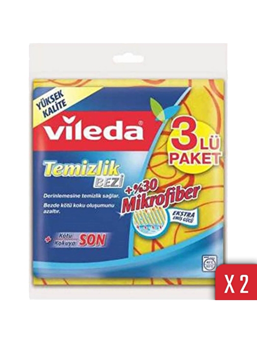 Vileda Mutfak Mikrofiber Temizlik Bezi Renkli 3'lü 2 Paket