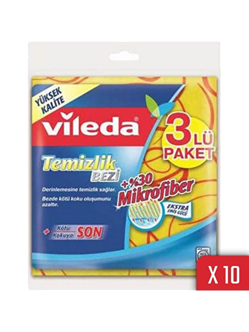 Vileda Mutfak Mikrofiber Temizlik Bezi Renkli 3'lü 10 Paket