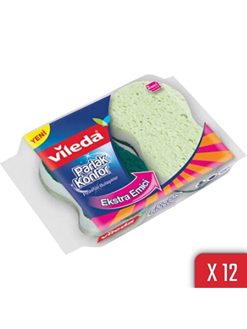 Vileda Parlak Konfor Oluklu 2'li Bulasik Süngeri 12'li Paket