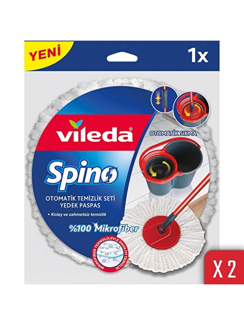 Vileda Spino Yuvarlak Mikrofiber Yedek Paspas 2'li Paket