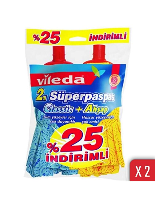 Vileda Classic+Ahşap Yedek Süper Paspas 2'li Paket