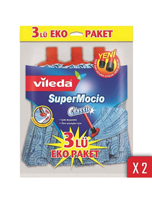 Vileda Supermocio Klasik 3'lü Yedek Paspas 2'li Paket