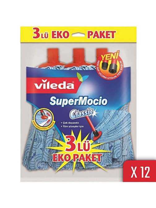 Vileda Supermocio Klasik 3'lü Yedek Paspas 12'li Paket