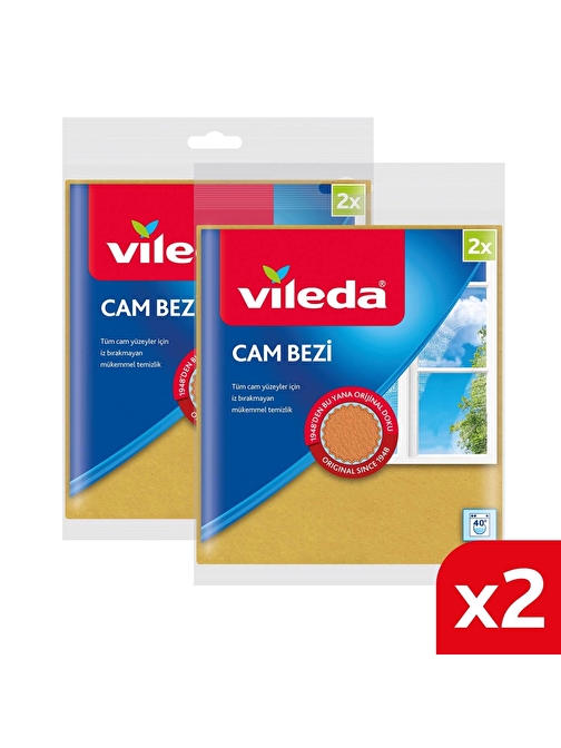 Vileda Tüm Cam Yüzeyler Mikrofiber Cam Bezi Renkli 2'li 2 Paket