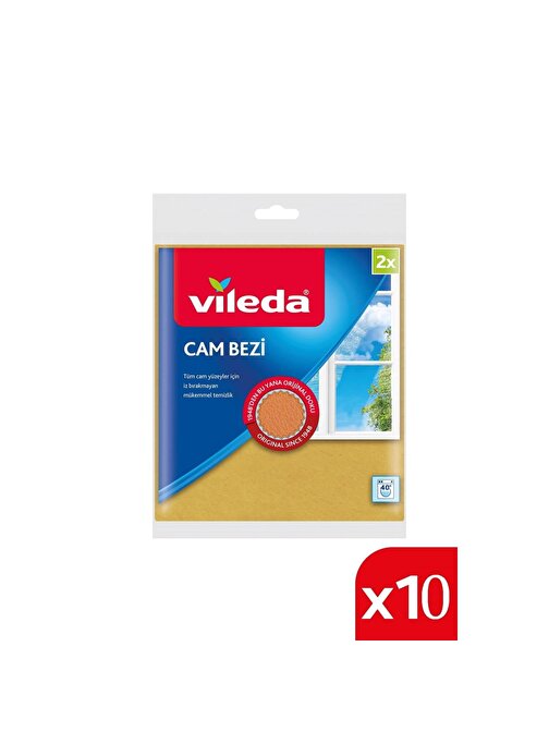 Vileda Tüm Cam Yüzeyler Mikrofiber Cam Bezi Renkli 2'li 10 Paket