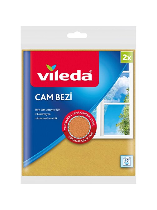 Vileda Parlak Yüzeyler Mikrofiber Cam Bezi Renkli 2'li