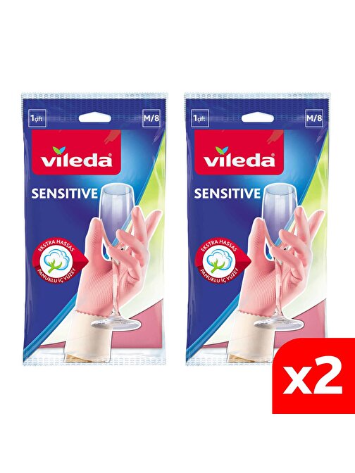 Vileda Sensitive Eldiven No 8 Orta Boy 2'li Paket