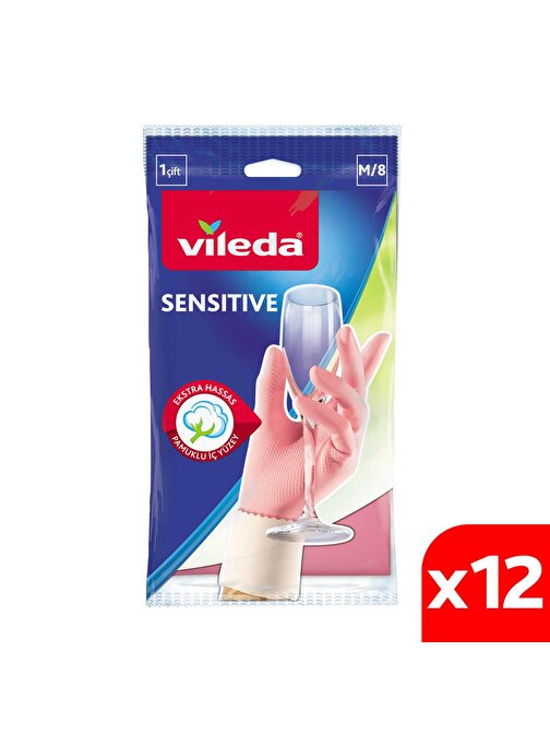 Vileda Sensitive Eldiven No 8 Orta Boy 12'li Paket