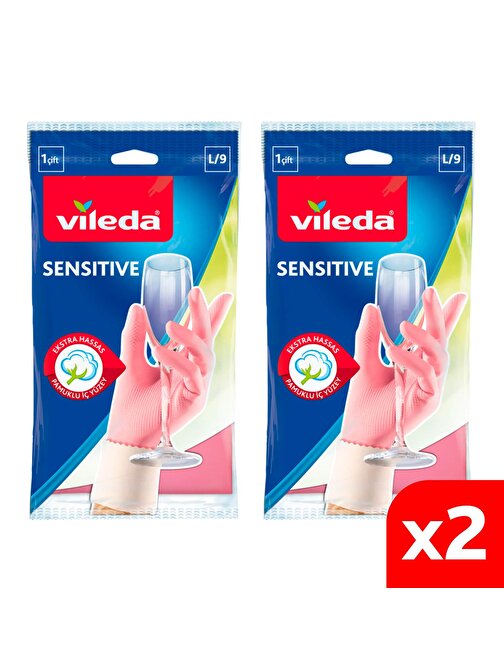 Vileda Sensitive Eldiven No 9 Büyük Boy 2'li Paket