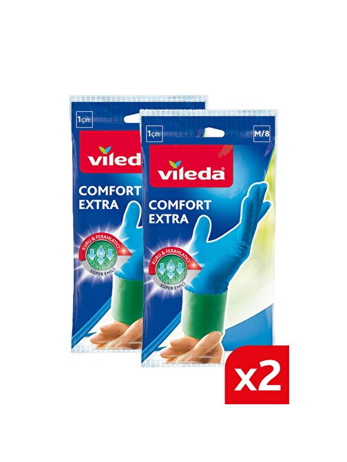 Vileda Comfort&Care Temizlik Eldiveni No 8 Orta Boy 2'li Paket