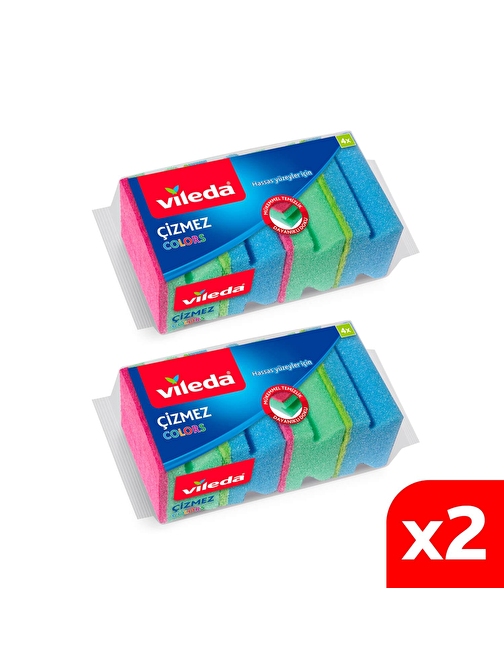 Vileda 4'lü Çizmez Colors Sünger 2 Paket