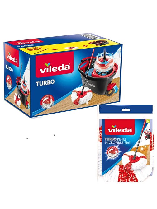 Vileda Turbo 2İn1 Pedallı Temizlik Seti + Turbo 2 İn 1 Mikrofiber Yedek Paspas