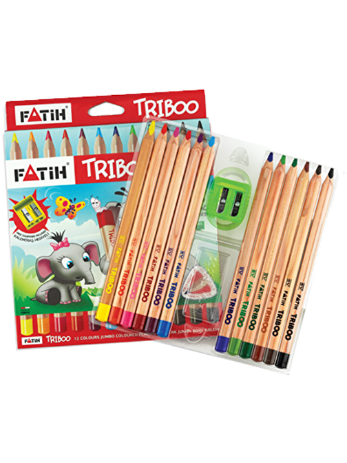 Fatih 33426 Triboo Natural Üçgen Kuru Boya Tam Boy 12'li Çok Renkli