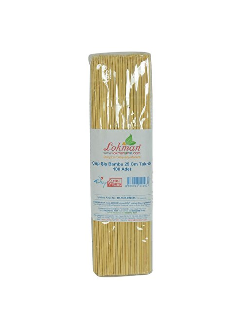 Lokmanavm Çöp Şiş Bambu Şişleri 25 Cm Takribi 100 Adet 1 Paket