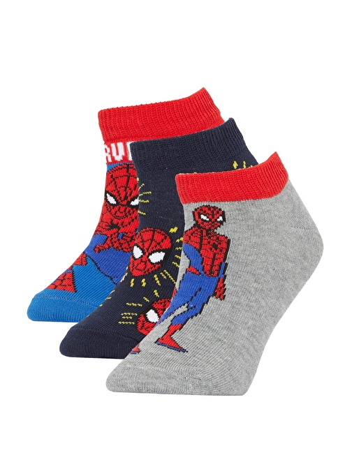 Erkek Çocuk Marvel Spiderman Pamuklu 3lü Patik Çorap X2345A6NS