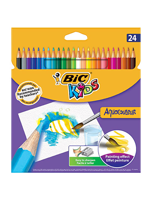 Bic Aquarell 8575633 Karton Kutulu Kuru Boya Kalemi 24'lü Çok Renkli