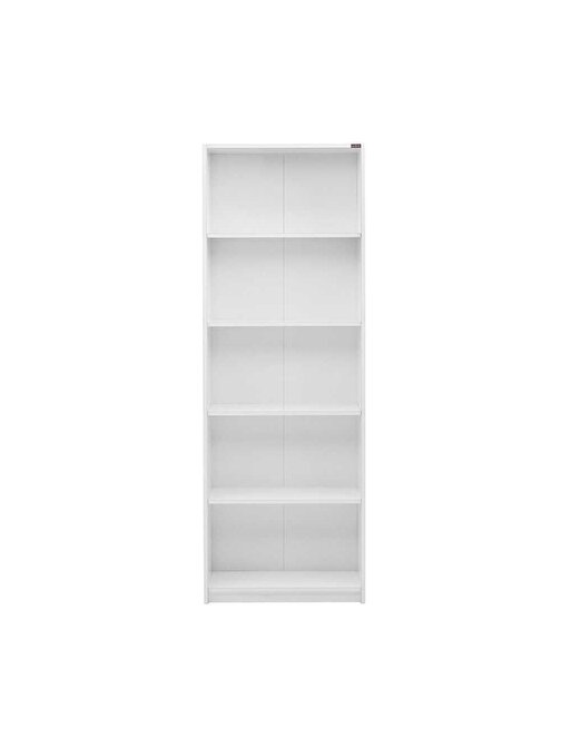 Adore Modern 5 Raflı Kitaplık Parlak Lake Beyaz 64 x 182 x 26 cm