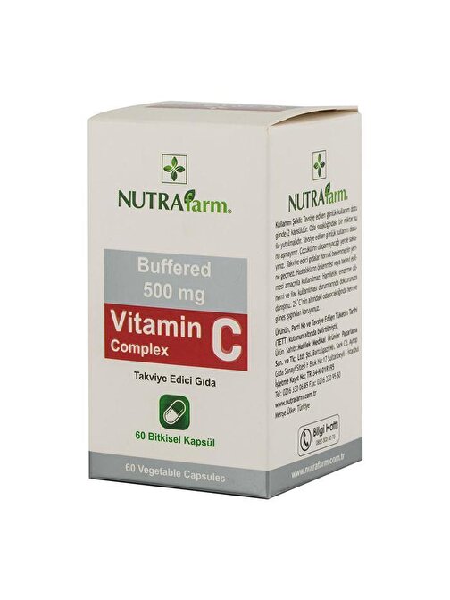 Dermoskin Nutrafarm Buffered Vitamin C - Complex 500 Mg 60 Kapsül