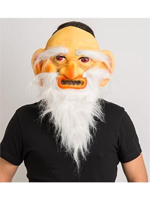 Parti Uzun Ak Sakallı Gulyabani Halloween Maskesi Küçük Boy
