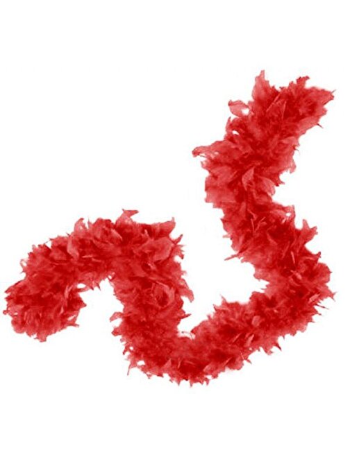 Parti Kırmızı Renk Kabarık Tüylü Otriş Boa Dekorasyon Tüy 180 cm