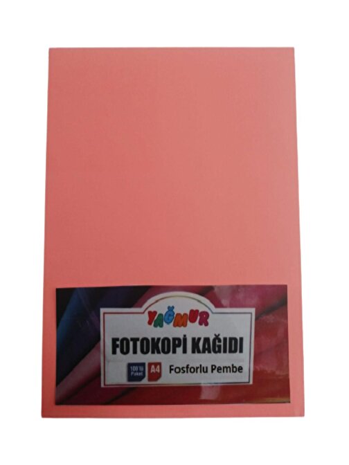 Yağmur A4 Fotokopi Kağıdı Fosforlu Pembe 100 Adet 80  gr