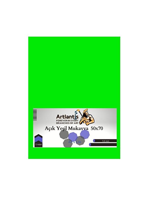 Açık Yeşil Renkli Mukavva 35x50 5 Adet Artlantis Renkli Mukavva 5 Adet