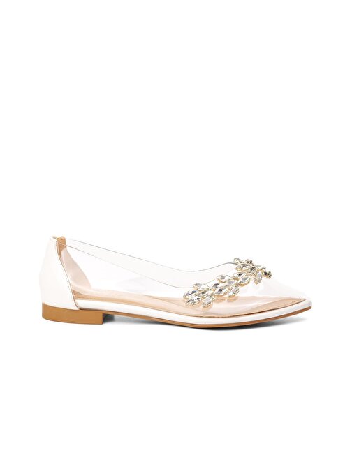 Park Moda K305 Beyaz Taşlı Şeffaf Kadın Günlük Ayakkabı