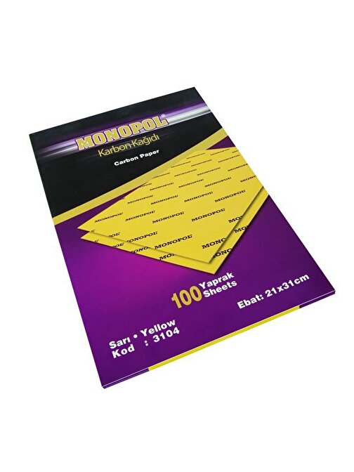 Karbon Kağıdı Monopol Karbon Kağıdı Sarı Renk 20 Adet