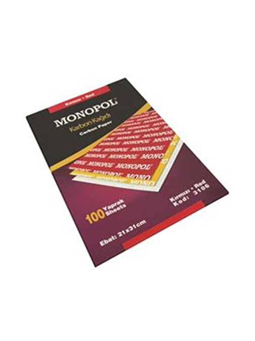 Karbon Kağıdı Monopol Karbon Kağıdı Kırmızı Renk 10 Adet