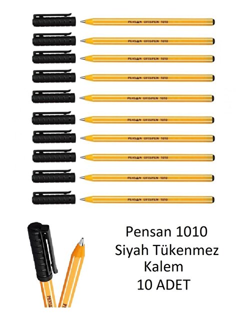 Pensan 1010 Siyah Tükenmez Kalem Ofispen 10 Adet