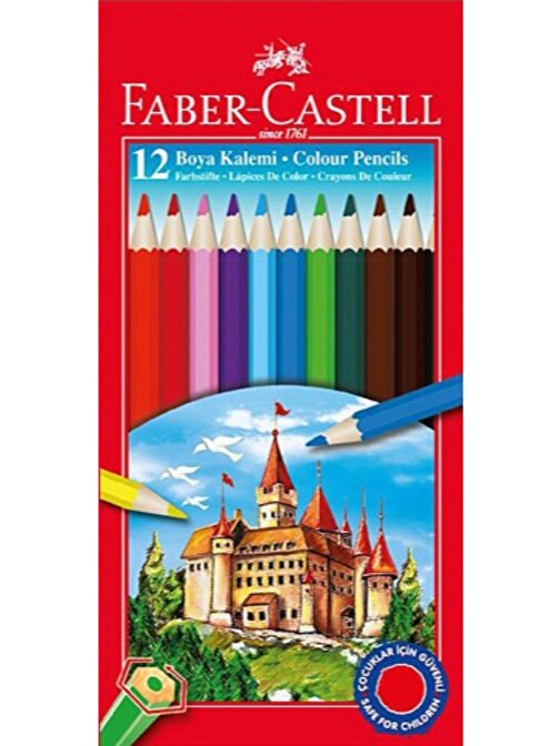 Faber Castell Karton Kutulu Kuru Boya Kalemi 12'li Çok Renkli