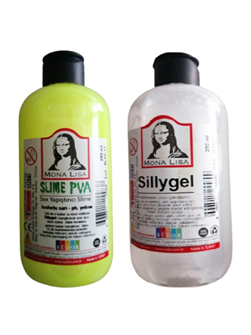 Monalisa Slime Fosforlu Sarı Slaym Sıvı Yapıştırıcı 250Ml + Pva 250Ml