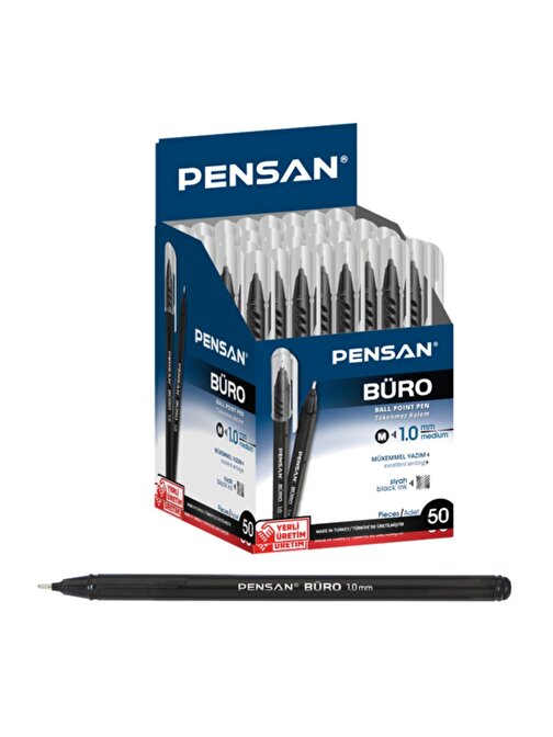 Pensan Tükenmez Kalem 10 Adet Siyah Renk 1.0mm Büro Tipi Ballpoint Pensan Büro Tükenmez Kalem 10 Adet Siyah Renk 1.0mm 2270