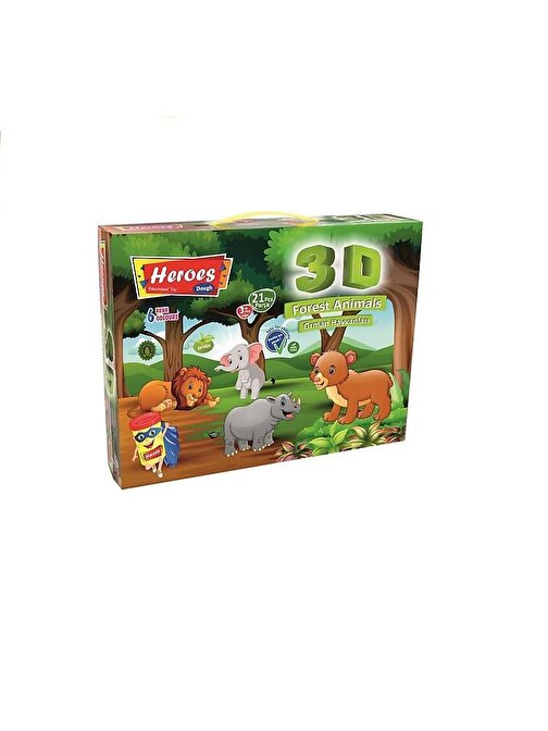 Heroes 3D Orman Hayvanları Doğal 6'lı Hamur ve Kalıp Seti 21 Parça 5 - 7 Yaş
