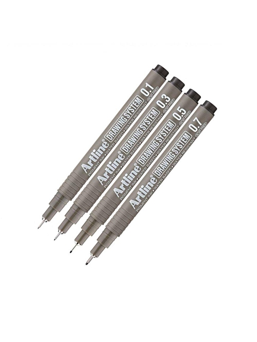 Artline Teknik Çizim Kalemi 0.1-0.3-0.5-0.7 mm Siyah 4'lü Set Drawing Teknik Çizim Kalemi