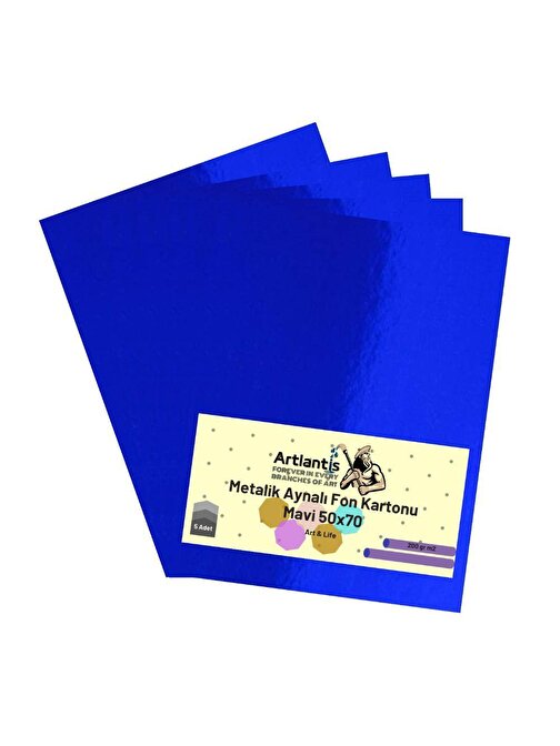 Artlantis Metalik AynalıFon Kartonu Mavi 5 Adet 50 x 70 cm