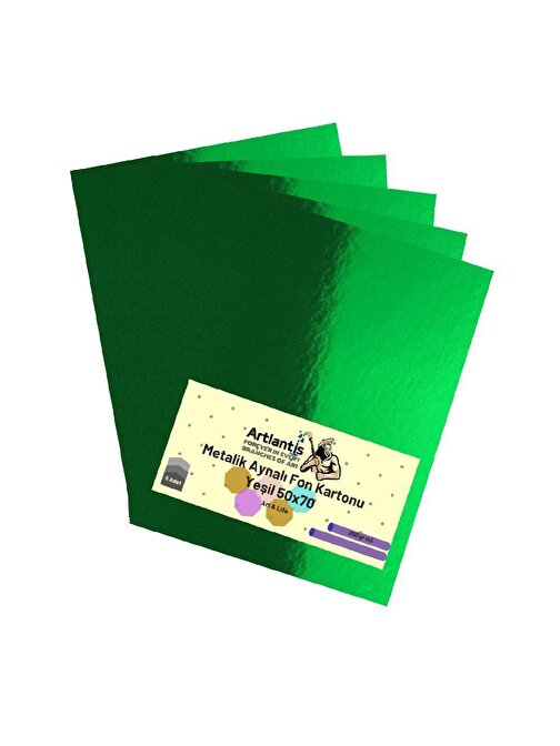 Artlantis Metalik Aynalı Fon Kartonu Yeşil 5 Adet 50 x 70 cm