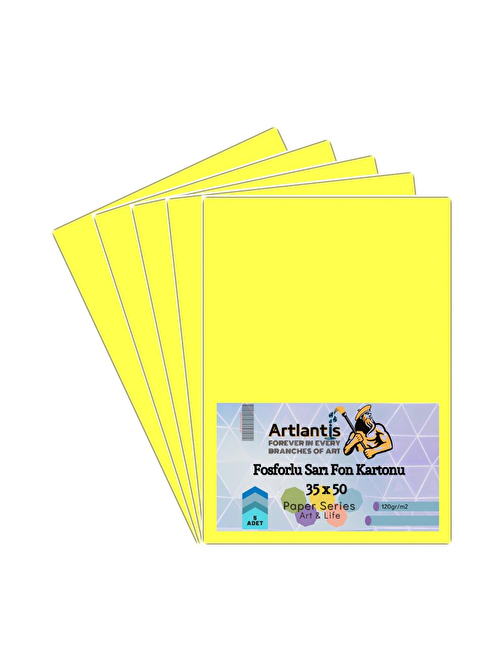 Artlantis Aynasız Fon Kartonu Fosforlu Sarı 5 Adet 35 x 50 cm