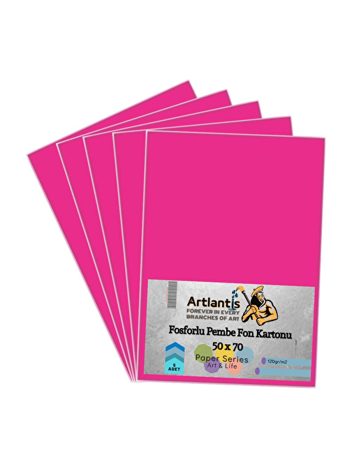 Artlantis Aynasız Fon Kartonu Fosforlu Pembe 5 Adet 50 x 70 cm