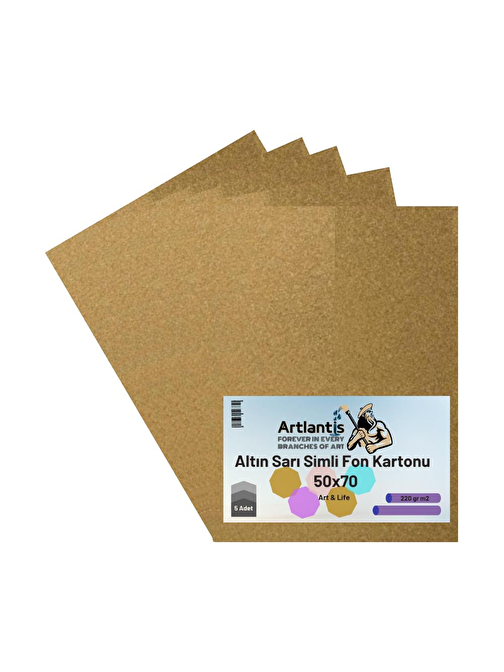 Artlantis Simli Aynasız Karton Sarı 5 Adet 50 x 70 cm