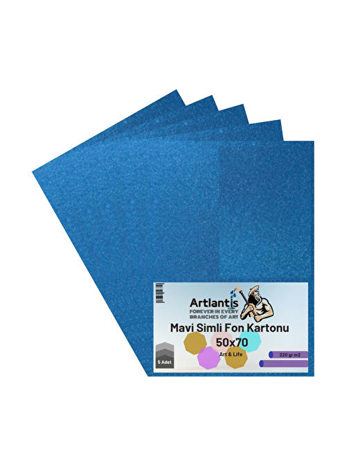 Artlantis Simli Aynasız Karton Mavi 50 x 70 cm 5 Adet