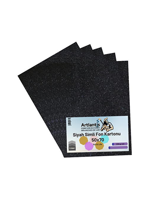Artlantis Simli Aynasız Karton Siyah 5 Adet 50 x 70 cm