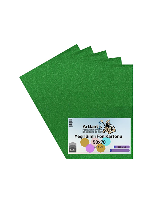 Artlantis Simli Aynasız Karton Yeşil 5 Adet 50 x 70 cm