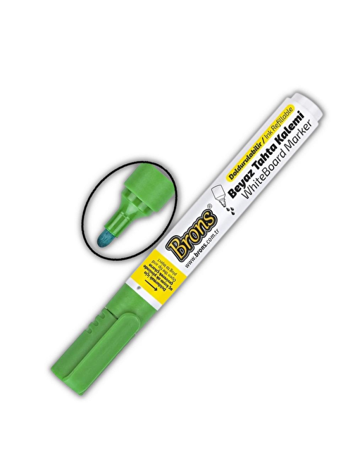 1 Adet Brons Tahta Kalemi 1 Adet Yeşil Doldurulabilir Silinebilir Yazı Tahta Kalemi